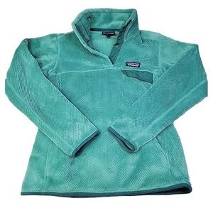 Patagonia Fleece Womens Small Pull-Over Retool Half-Snap Green Color Polyester